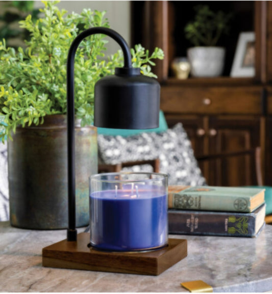 Black & Wood Arched Candle Warmer Lamp